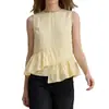 Camisa sin mangas de retazos de estilo veraniego nuevo, transfronteriza europea y americana, con volantes irregulares, top casual de moda para mujer