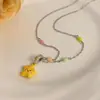 Colar de Esmalte Estrela Colorida Estilo Xiaohongshu para Mulheres, Design Fofo de Desenho Animado, Nova Corrente de Clavícula com Design de Nicho 2026