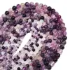 Fluorita Morada Natural Cuentas Sueltas Pulsera DIY Collar Accesorios para Joyería Cuentas Espaciadoras con Cuentas Cuentas Redondas Coloridas Fluorescentes Productos Semi-Terminados Venta al por Mayor