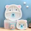 Set de Vajilla Infantil Creativa de Fibra de Bambú Dibujos Animados Comida Complementaria para Bebé Plato Dividido Tazón Taza Regalo de Actividad Materno-Infantil