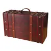 Maleta de Madera Vintage Estilo Europeo con Remaches Desgastados, Caja de Almacenamiento de Gran Capacidad para Atrezo, Regalos y Coleccionables