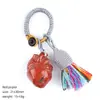 Chaveiro de coração de pedra natural transfronteiriço, pingente de bolsa estilo boho, pingente de carro, acessório de vestuário, pingente de ametista esculpido