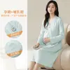 Vestido de Maternidad Xiyue 2026 de Color Sólido Modal con Almohadillas en el Pecho, Vestido Largo Suelto de Primavera Delgado Postparto para Lactancia para Mujeres Embarazadas
