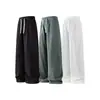 Pantalones Casuales de Verano para Hombre de Seda de Hielo Fina con Textura Plisada Tridimensional Plana de Fondo Blanco Pantalones Deportivos Rectos Kz044P50