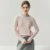 ¡Productos de alta calidad! Suéter de cachemira con temperamento para mujer, estilo otoño e invierno, cuello redondo, un círculo de trenzado de pedrería, suéter de cachemira
