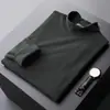 Camiseta Interior de Cuello Medio para Hombre Otoño Caliente Terciopelo Cepillado Doble Cara Ropa Interior Ajustada Camiseta Interior 1688