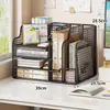 Estante de escritorio para archivos, estante multifuncional de oficina para archivos, estante de escritorio multicapa compartimentado para almacenamiento de documentos, estante organizador de libros