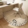 Tapete para Sala de Estudo Transfronteiriça, Cobertura Completa para Cadeira de Computador, Manta Antiderrapante, Tapete de Chão para Mesa de Estudo Curva, Tapete de Chão de Veludo Cristal Doméstico Resistente a Manchas