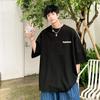 Camiseta de manga corta de otoño para hombre, de algodón puro, con cuello redondo, talla extragrande, holgada, de manga corta, color azul violáceo, talla 5