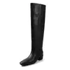 Botas altas de moda estilo británico de 4.5 cm para adelgazar, nuevo modelo otoño e invierno 2026, botas de jinete cuadradas hasta la rodilla