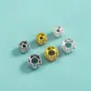 Cuentas Espaciadoras Pequeñas de Flor de Plata Esterlina S925 Electrochapada con Diamantes, Cuentas Espaciadoras de Margarita, Cuentas de Rueda, Accesorios de Cuentas Sueltas para Pulseras de Cristal DIY