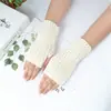 Guantes de Punto sin Dedos Cortos Otoño e Invierno Pareja sin Dedos Cálidos Lindos Sección Media Moda Femenina Escritura Guantes de Malla