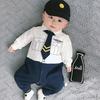 Macacão Vestido Manga Longa para Bebê de Um Mês, Cem Dias, Um Ano, Recém-Nascido, Primavera e Outono, Roupa de Bebê Academia, Cavalheiro, Macacão de Engatinhar