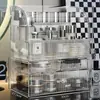 Caixa de Armazenamento de Cosméticos para Mesa, Organizador de Produtos de Skincare Doméstico, Suporte de Armazenamento, Caixa Acrílica à Prova de Poeira para Toucador