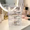 Caixa de Armazenamento para Lentes de Contato Lentes de Contato Descartáveis Diárias Rack de Armazenamento Tipo Gaveta Grande Capacidade Compartimentos Múltiplos Caixa Pequena Transparente para Vários Pares
