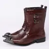 Comercio Exterior Transfronterizo Estilo Británico Modernos Botas de Cuero para Hombre Casual de Negocios Botas Martin Simples de Alto Valor Botas de Cuero Puntiagudas