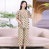 Pijama de Algodón Seda para Mujer Manga Corta Mamá Verano Ropa para Casa Traje de Algodón Artificial Abuela Mediana Edad y Adulta Mayor Verano