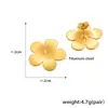 Brincos de Pino de Aço Inoxidável Dourados para Mulheres Par da Moda Girassol Abacaxi e Flores