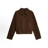 Jaqueta de veludo cotelê retro com ombros caídos bordada 2026 nova moda feminina outono e inverno jaqueta curta solta top tendência