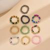 Anel elástico de miçangas bege de cor mista estilo japonês e coreano moda personalizada estilo ins anel de miçangas coloridas conjunto de 10 peças