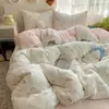 Juego de Ropa de Cama de Algodón Grado Madre y Bebé Clase A de Cuatro Piezas Sábana de Cama 100% Algodón Funda Nórdica Funda de Almohada Faldón de Cama Juego de Tres Piezas para Dormitorio de Estudiante 4