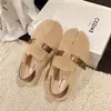 Chinelos baixos com estampa de leopardo retrô, novo estilo outono/inverno feminino, com forro de pelo de coelho, design de calçar fácil, versátil para duas formas de usar, sapatos de algodão quentes e antiderrapantes