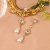 Pendientes largos barrocos de plata S925 con forma de aguja y gotas de amor, elegantes y dulces pendientes de perla y diamantes para mujer B599