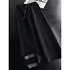 Calça de moletom Han Lichen estilo retrô americano, resistente, com barra curva, para homens, primavera e outono, calça casual fluida que faz as pernas parecerem mais longas, calça larga solta