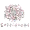 Liga Estilo Misto Incrustado com Diamante de Resina Rosa Estrela e Lua Pingente DIY Colar Pulseira Acessório Pingente W537