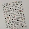 Pegatinas para Uñas Line Art de Dibujos Animados en Stock, Calcomanías para Uñas Personalizables de Gato Lindo Plano, Conejo y Cachorro, Estilo Dh