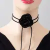 Collar de rosas personalizado hecho a mano, joyería transfronteriza europea y americana, gargantilla de franela floral larga y creativa DIY