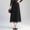 Falda de Mujer con Adorno de Encaje, Nuevo Estilo Otoño/Invierno 2026, Cintura Alta Elástica, Falda Midi de Corte A, Elegante y Favorecedora Falda de Paraguas