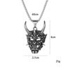 Collar Máscara Prajna Japonesa Retro Oscura Cuerno Largo Gran Rey Fantasma Colgante Acero Inoxidable Personalizado Cadena Suéter para Hombre y Mujer