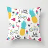 Fronha Fofa Estampada com Frutas de Verão Capa de Almofada para Encosto de Sofá de Sala de Estar de Verão Refrescante Melancia Banana