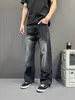 Jeans Unisex de Pierna Recta Sueltos y Modernos con Textura de Bambú Desgastada y Estilo Callejero Retro, Pantalones Largos