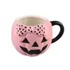 Presente Criativo de Halloween Abóbora Rosa Estampa de Leopardo Laço Caneca de Cerâmica Caneca de Feriado Desenho Animado Copo de Cerâmica para Beber