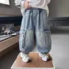 Jeans Coreanos de Primavera para Niños 2026 Nuevos Pantalones Anchos Casuales de Moda Pantalones Sueltos de Primavera y Otoño para Niños
