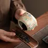 Bote de cerámica de alta gama Fengling para té con tapa de bambú, sellado y a prueba de humedad, bote decorativo para el hogar estilo chino para almacenar té del juego de té kung fu