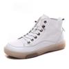 Zapatos Blancos de Cuero Genuino para Mujer, Suela de Tendón, Zapatos Casuales de Suela Suave, Botines Cortos, Zapatos de Mujer para Primavera y Otoño, Zapatos de Moda Transpirables de Tacón Bajo