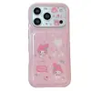 Capa de Celular Fofa Desenho Animado Rosa Melody Maçã 18Promax Adequada para 16Pro Janela Grande Camada Dupla 17Pro