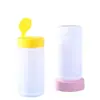 Contenedor de Toallitas Húmedas de Plástico, Tarro Redondo Extraíble, Contenedor de Toallitas con Alcohol Tapa Abatible, Botella Sellada de Boca Ancha, Botella Personalizada para Talco