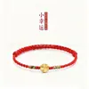 Pulsera de Oro Puro 999 con Cuentas de la Suerte, Hilo Rojo para el Año de Nacimiento, Mes Completo del Bebé, Adulto, Ceremonia de Apertura, Joyería de Oro, Regalo Casual