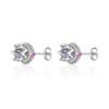 Aretes de Moissanita Simulada de Transmisión en Vivo para Mujer Ins Corazón Aguja de Plata Esterlina S925 Zirconia Seis Garras Aretes de Moissanita