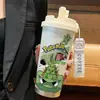 Termo de Pikachu y Gengar de Pokémon, Taza de Agua de Dibujos Animados de Aspecto Elegante con Popote, Botella de Agua Portátil para Estudiantes, Hombres y Mujeres