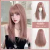 Perucas transfronteiriças de estilo novo japonês e coreano para mulheres, cabelo liso de comprimento médio com camadas rosa e laranja de fibra sintética de alta temperatura, atacado do fabricante