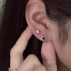 Pendientes de Plata de Ley S925 con Corazón y Circonita para Mujer ins Dulce Pequeño Exquisito Forma de Corazón Diamantes Brillantes Joyería Versátil para Orejas Apilables