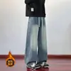 Personalizado/2026 Primavera Nuevo Streetwear Pintura Salpicada de Tinta Puntos Jeans Rectos Versátiles para Hombre Tallas Grandes Negro