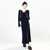 Vestido de Punto Gris con Cuello y Manga Larga Estilo Francés para Mujer, Otoño 2026 Nuevo Elegante Vestido Largo Ajustado Estilo Francés