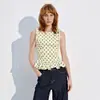 Top Regata de Bolinhas Estilo Francês para Mulheres, Verão de Luxo de Alta Qualidade com Amarração na Cintura e Babados, Emagrecedor