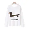 Camiseta de Manga Larga con Estampado de Elefante en Línea Minimalista, Top Redondo de Manga Larga Artístico y Creativo para Mujer